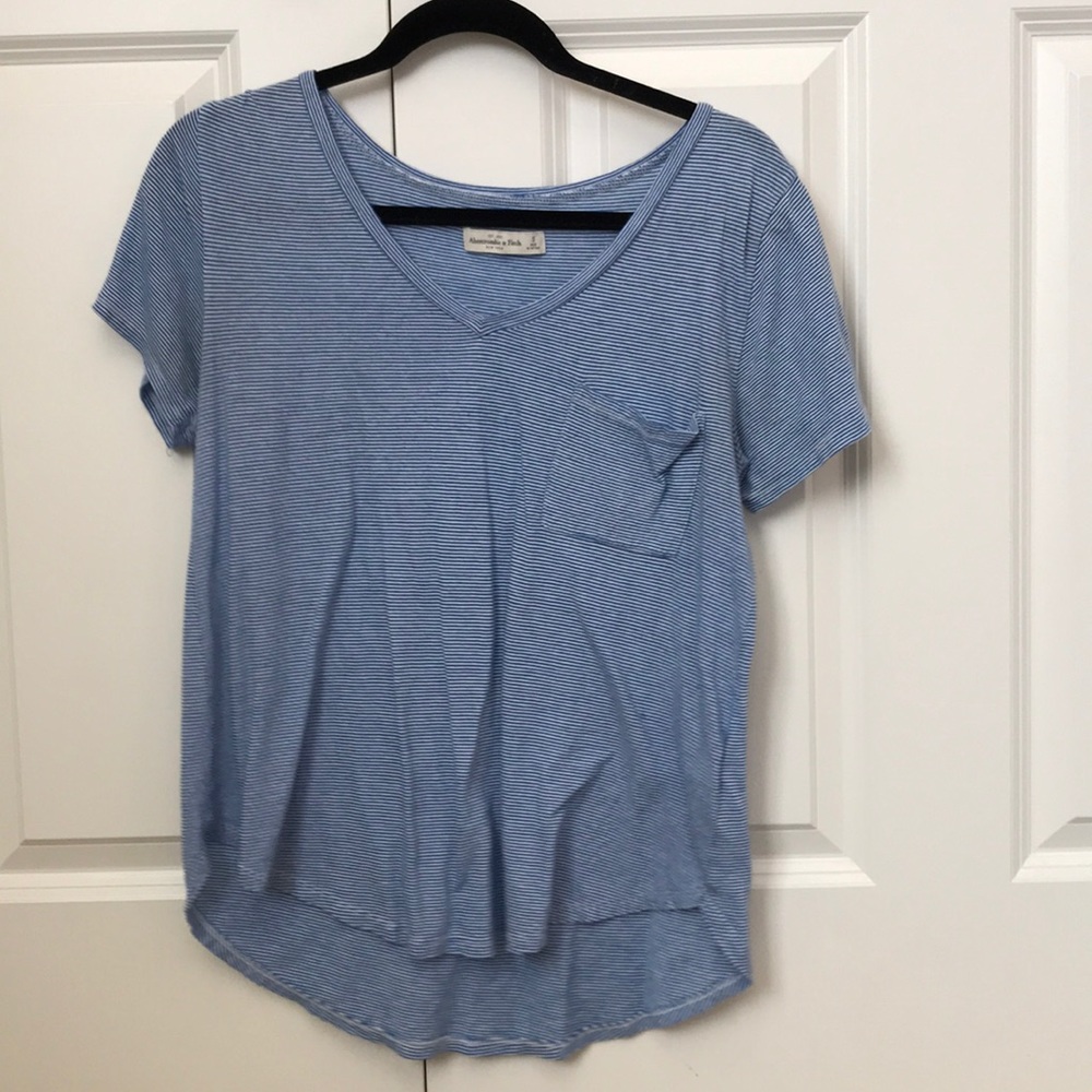 Abercrombie and Fitch Blue and White Stripe Tee
